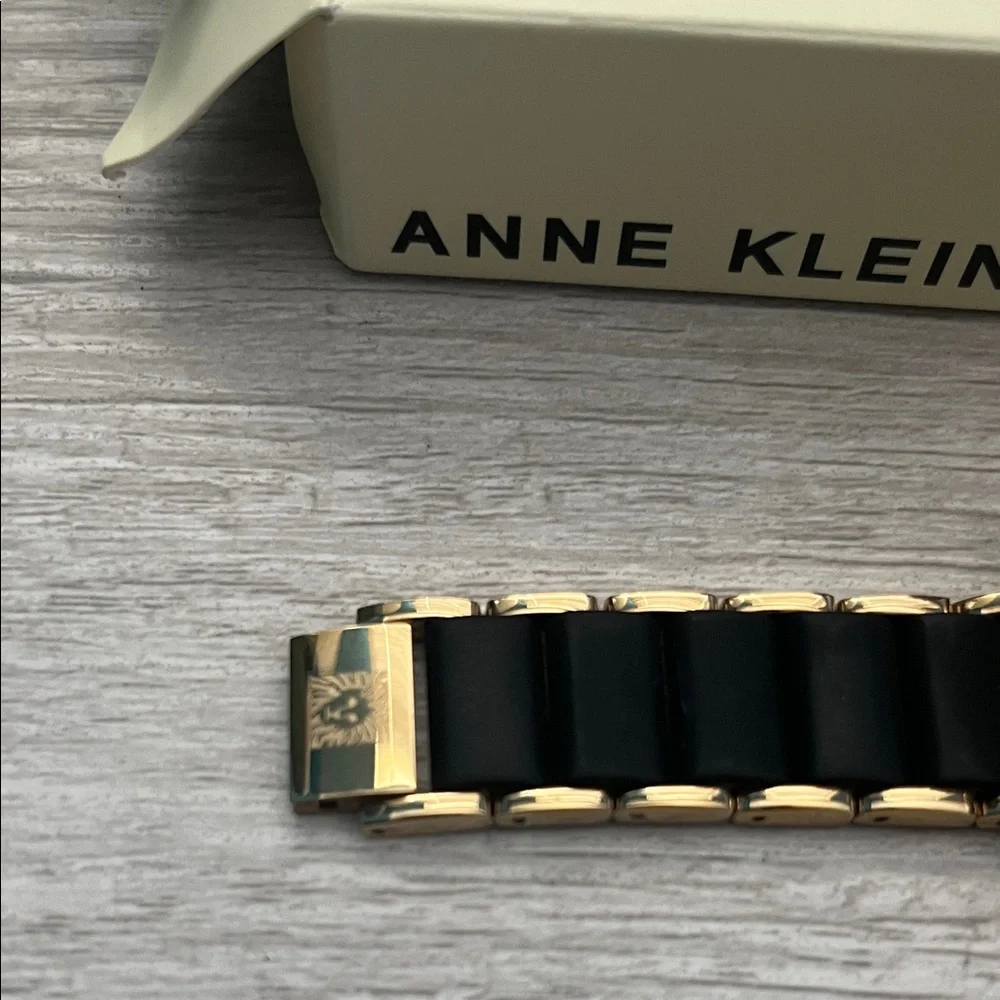 Anne Klein Black and Gold Silicone Smartwatch Band and Bumper